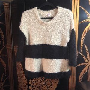 Black and Beige Furry Sweater- Size M